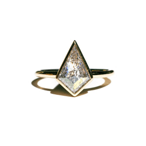 Mountain Crest Bezel Set Salt and Pepper Kite Diamond Engagement Ring - MTD