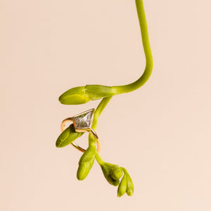 Mountain Crest Bezel Set Salt and Pepper Kite Diamond Engagement Ring - MTD