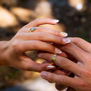 Mountain Crest Bezel Set Salt and Pepper Kite Diamond Engagement Ring - MTD