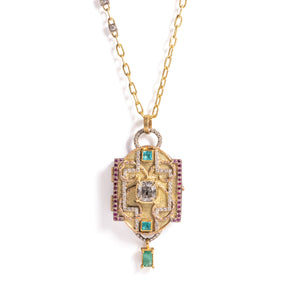 1.73ct Modern Antique Old Mine Cut<br><b> Annie Fensterstock </b>| Antique-Inspired Locket