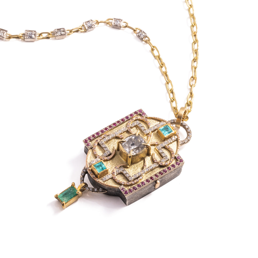 1.73ct Modern Antique Old Mine Cut<br><b> Annie Fensterstock </b>| Antique-Inspired Locket