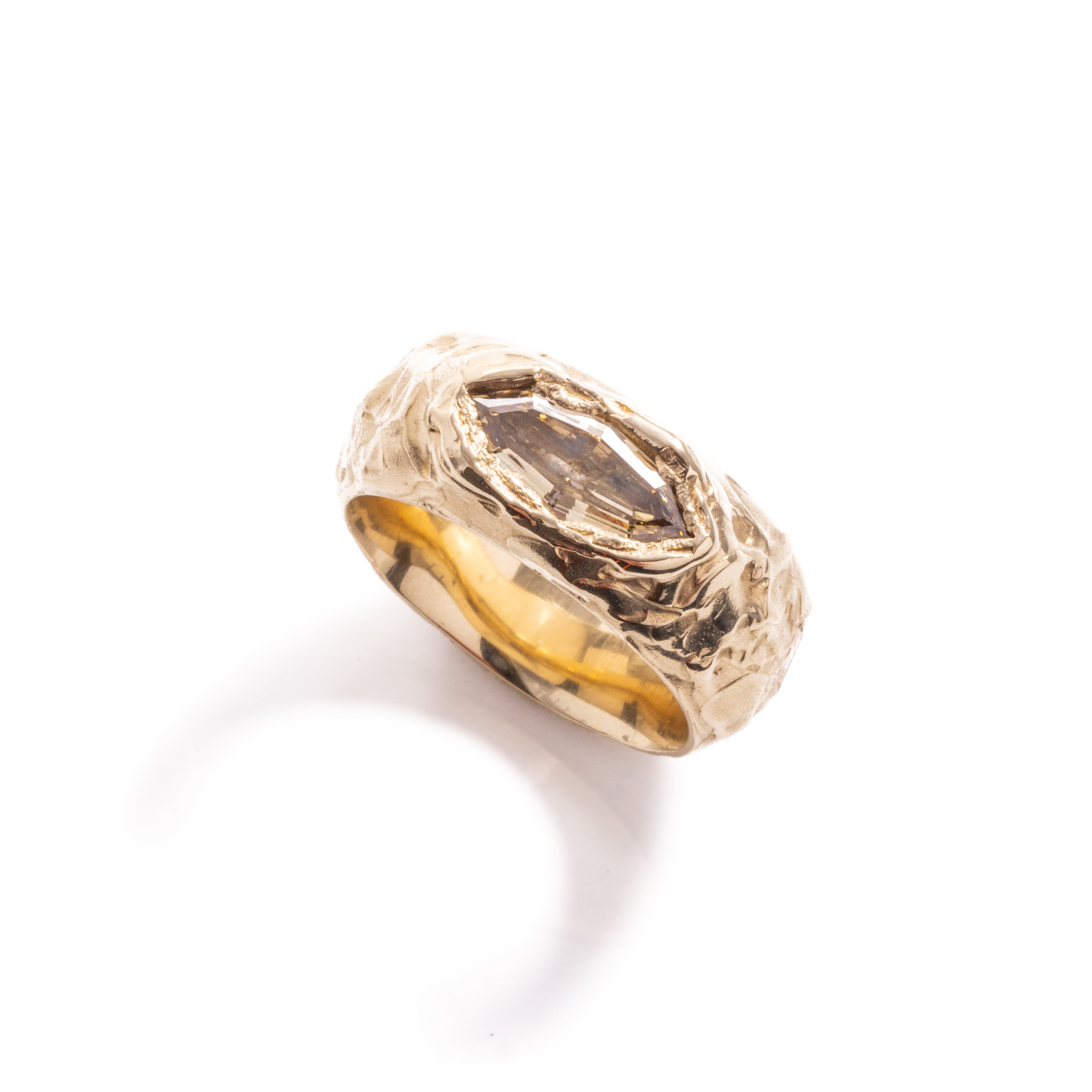 1.00ct GIA VS2 Fancy Yellow-Brown Geo Marquise Step Cut<br><b> Ellis Mhairi Cameron </b>| Seun OOAK Diamond Ring