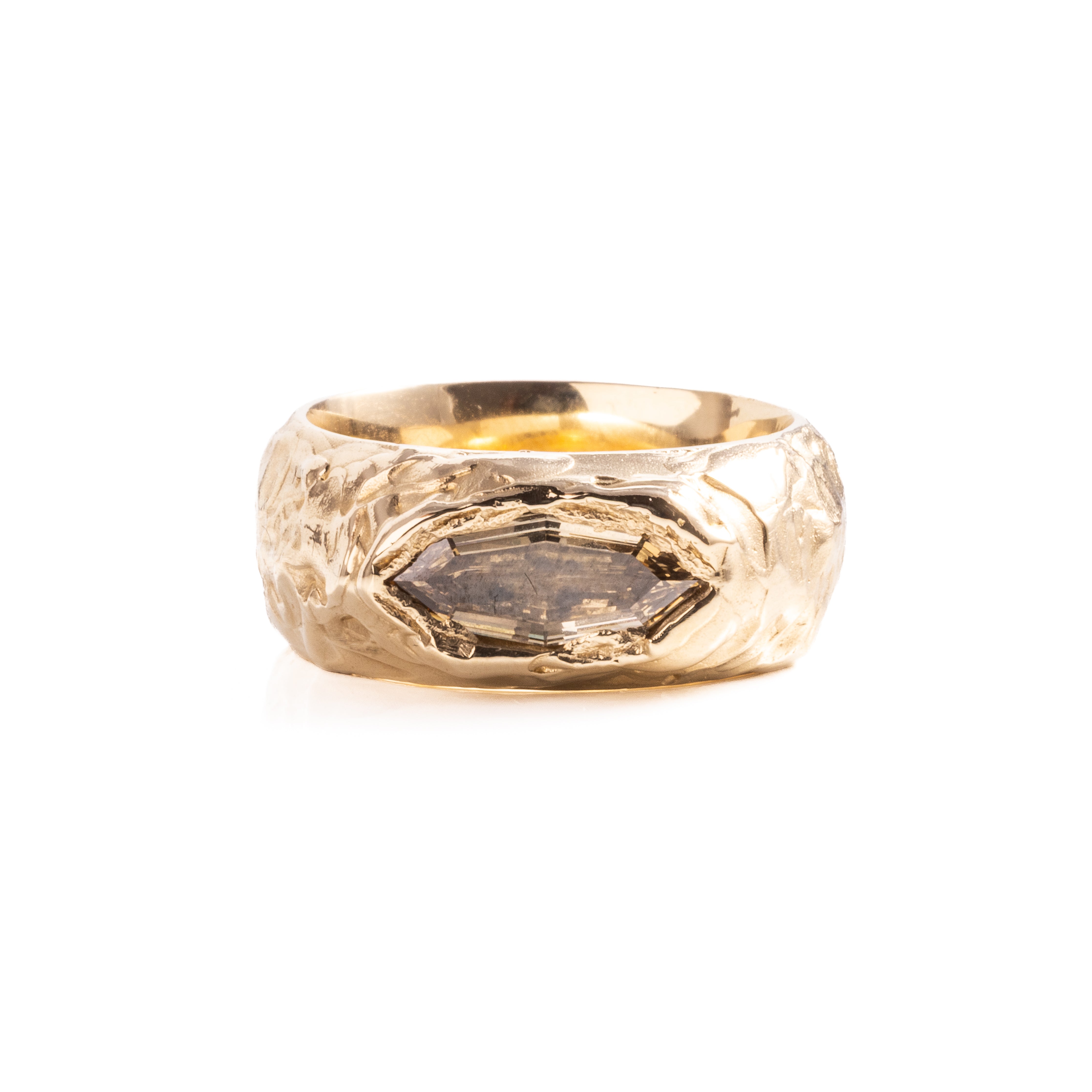 1.00ct GIA VS2 Fancy Yellow-Brown Geo Marquise Step Cut<br><b> Ellis Mhairi Cameron </b>| Seun OOAK Diamond Ring