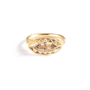 1.00ct GIA SI1 Fancy Yellow-Brown Geo Marquise Step Cut<br><b> Erin Cuff </b>| Prism Pedestal Ring