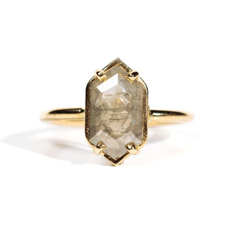 Constance Elongated Hexagon Salt and Pepper Diamond Engagement Ring - MTD