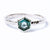 Teal Hexagon Sapphire Engagement Ring with Bezel Setting and Hammered Band - MTD