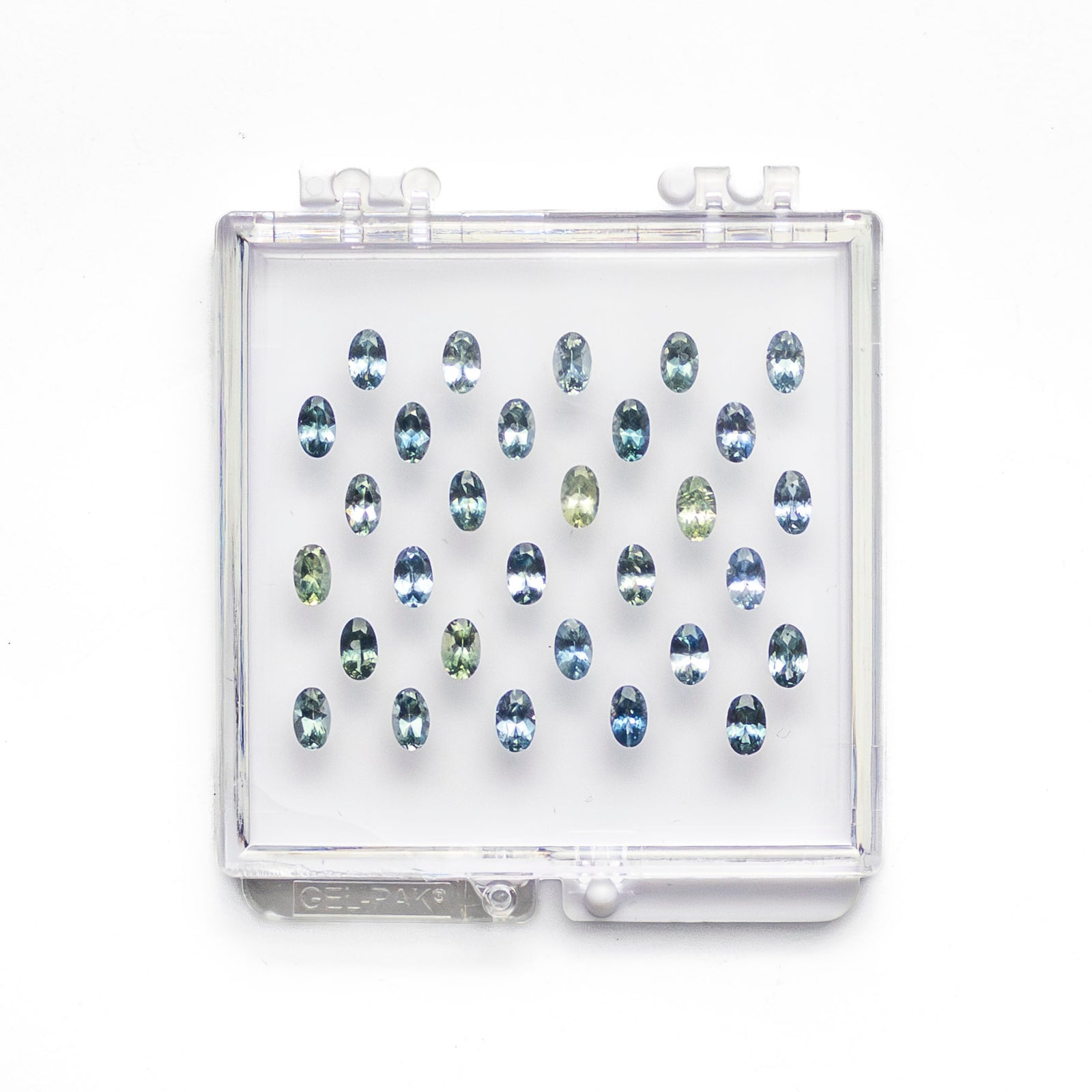 OFFLINE PARCEL 9.02cttw 30pcs 5x3mm Montana Blue and Green Oval Brilliant Sapphires PG-C-M50-2-WO