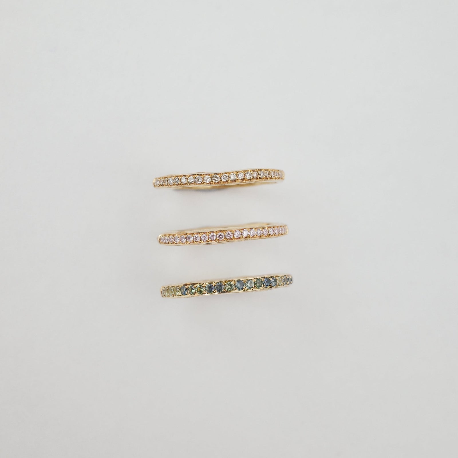 0.11cttw 22pc Champagne or Argyle Pink Round Brilliants <br><b>We Are Arrow </b>| Pavé Rings