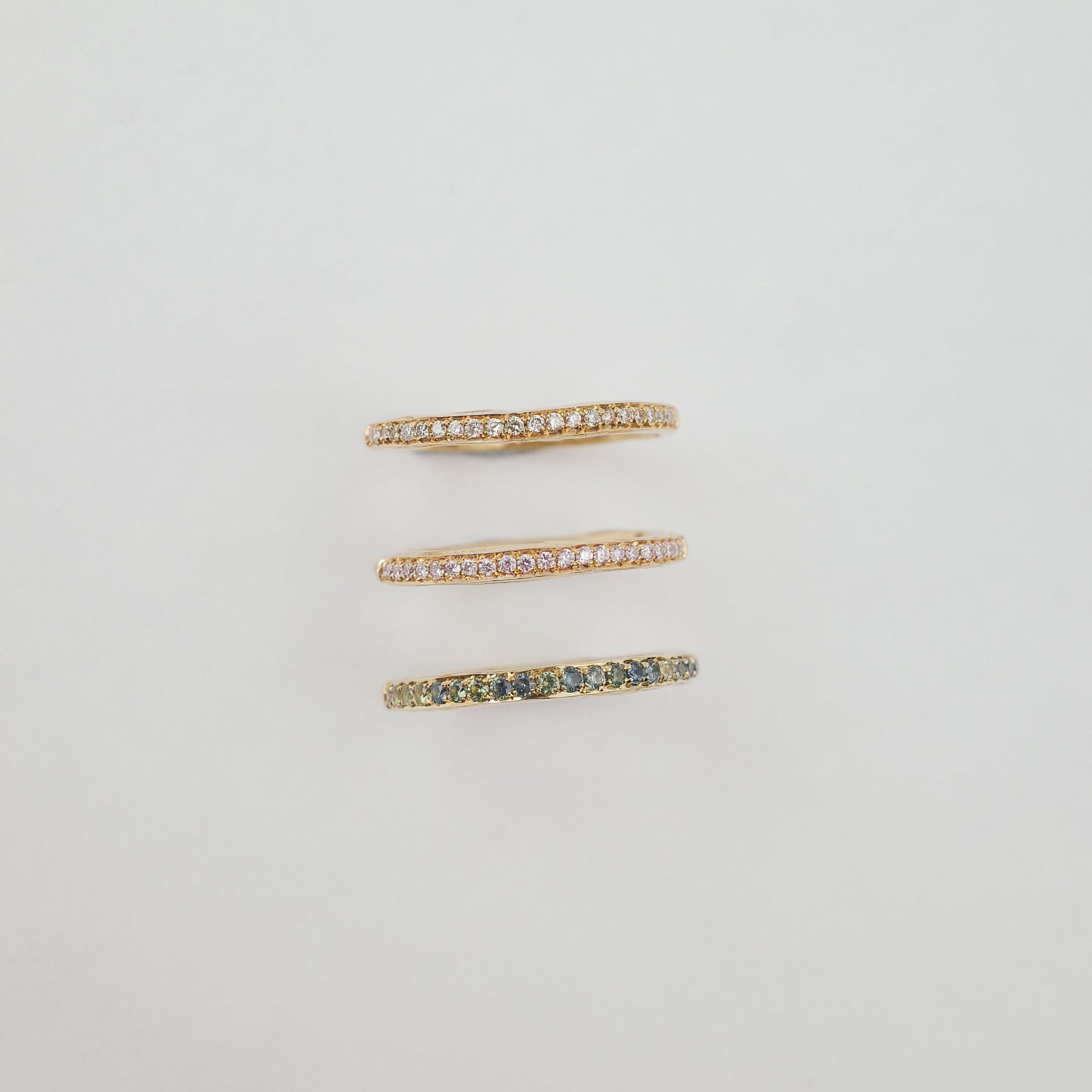 0.11cttw 22pc Champagne or Argyle Pink Round Brilliants <br><b>We Are Arrow </b>| Pavé Rings