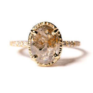 Destiny 3.17ct Salt and Pepper Oval Diamond Engagement Ring with Pave Diamond Band - MTD