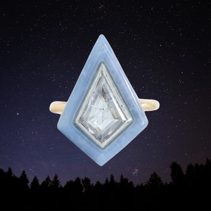 2.39 Kite Rosecut <br><b> Anueva Jewelry </b>| Diamond and Blue Agate Halo Ring