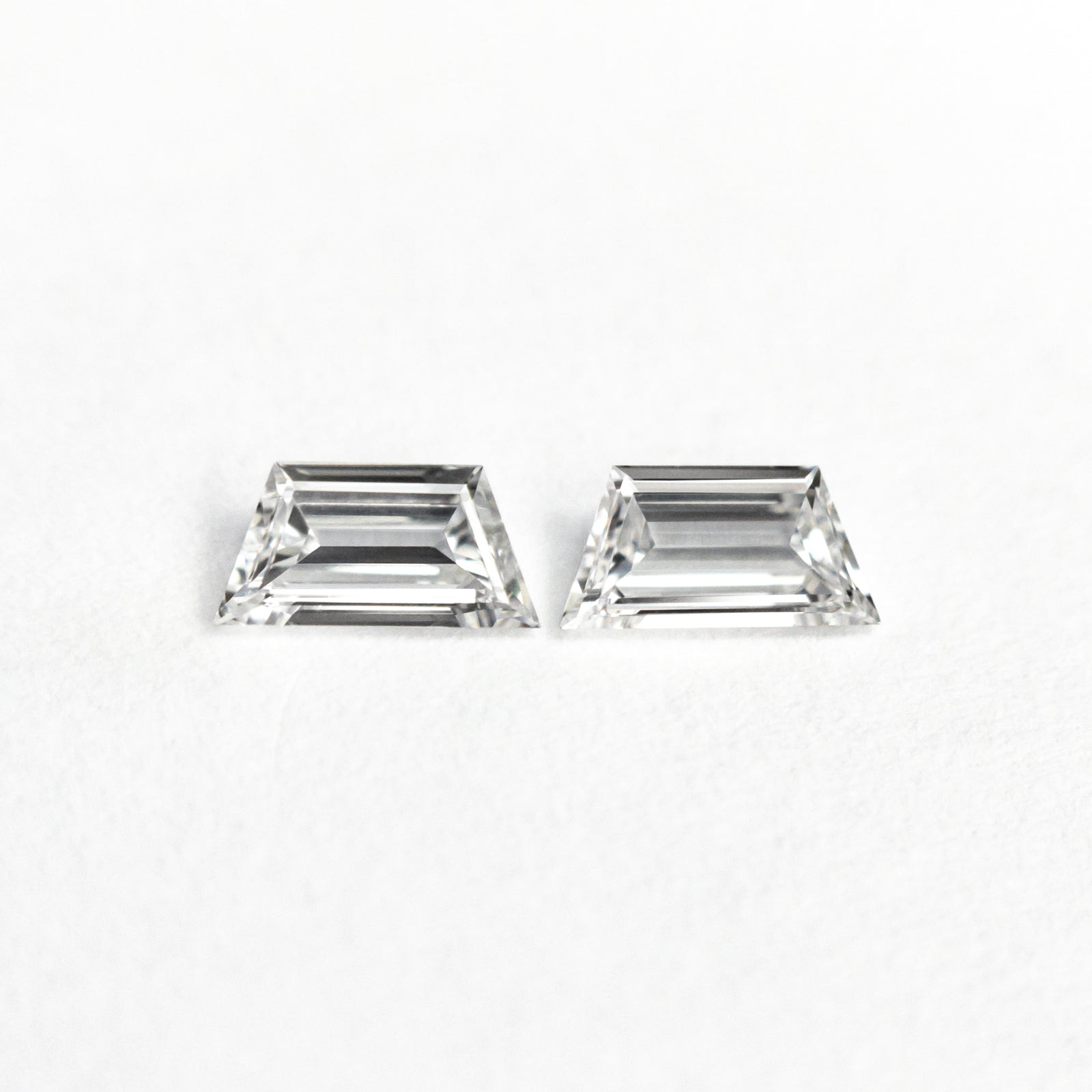 White Trapezoid Step Cut Matching Pair Melee