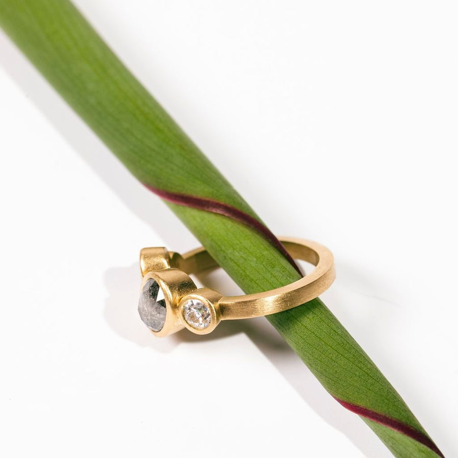 Midnight Stars Salt and Pepper Diamond Cluster Engagement Ring - MTD