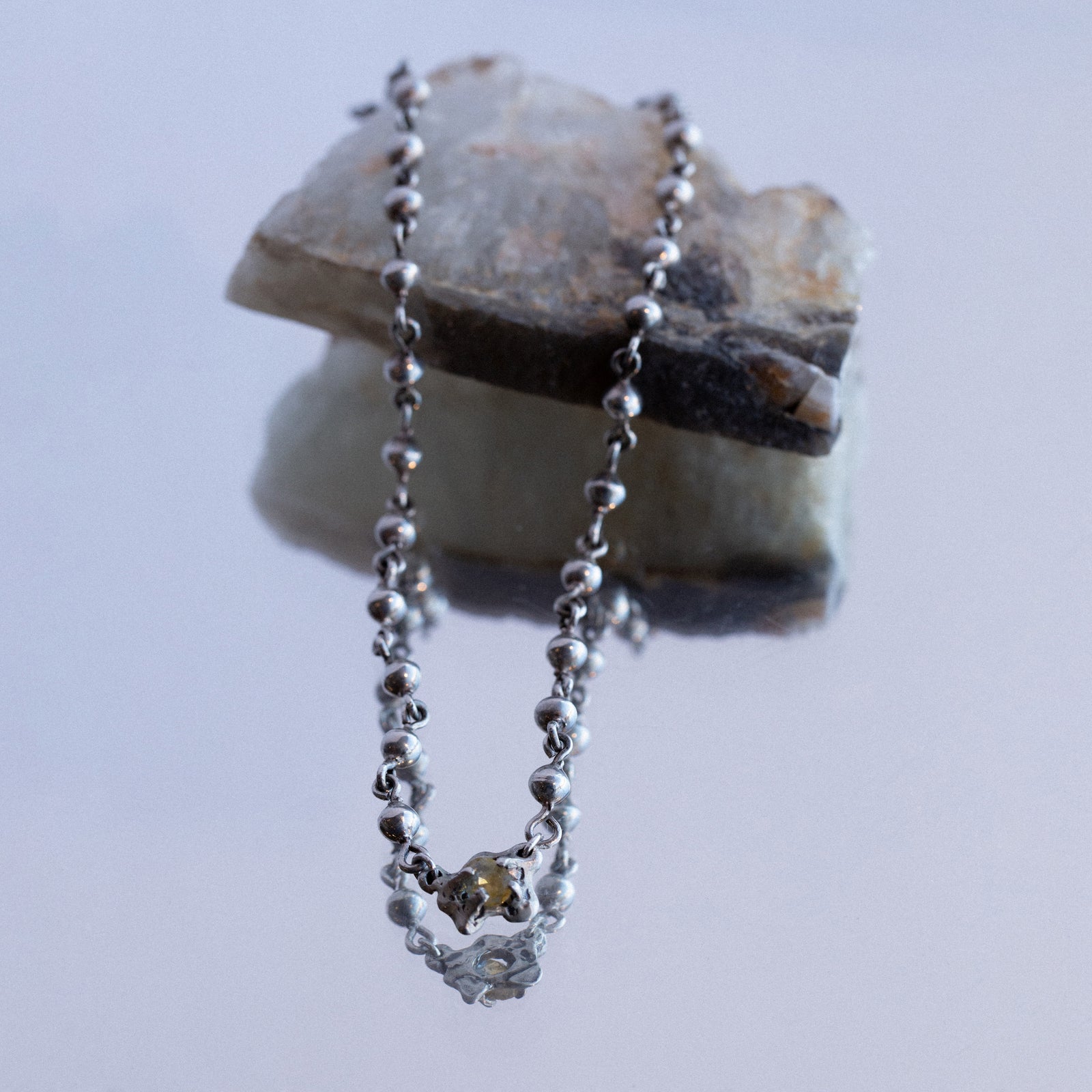 1.82ct Oval Brilliant Sapphire <br><b> Afra Aetta x Misfit x Everywhere Taos </b>| Vintage Silver Necklack