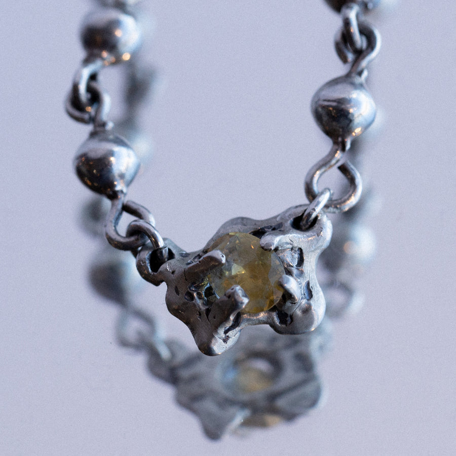 1.82ct Oval Brilliant Sapphire <br><b> Afra Aetta x Misfit x Everywhere Taos </b>| Vintage Silver Necklack