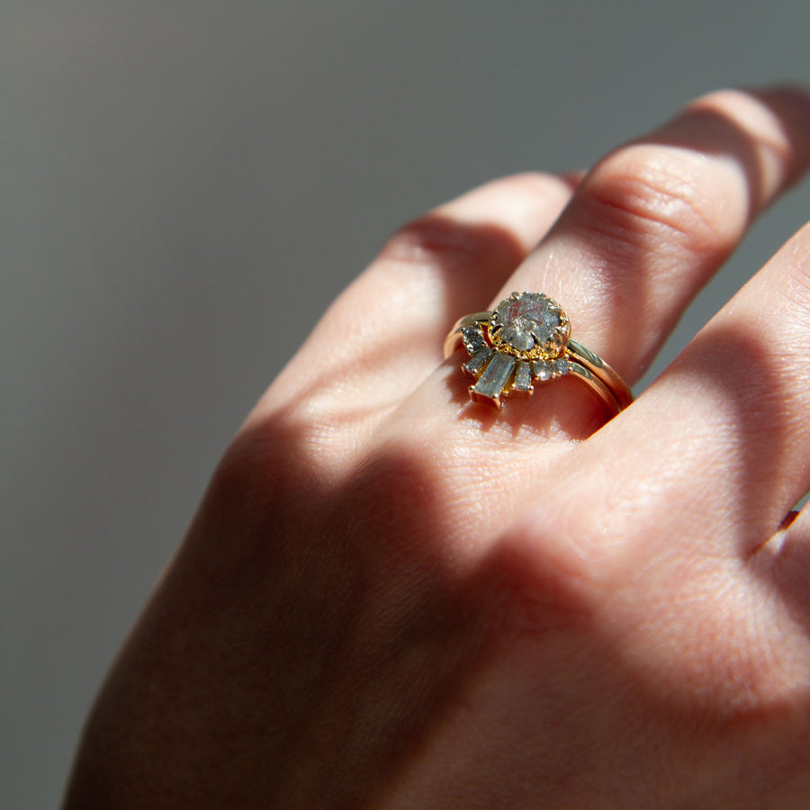 7pc Salt and Pepper Diamonds <br><b>Angela Monaco Jewelry </b>| Crown Contour Wedding Band