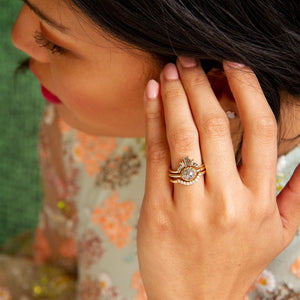 angela monaco jewelry philadelphia jeweler crown contour band 14K yellow gold salt and pepper diamonds