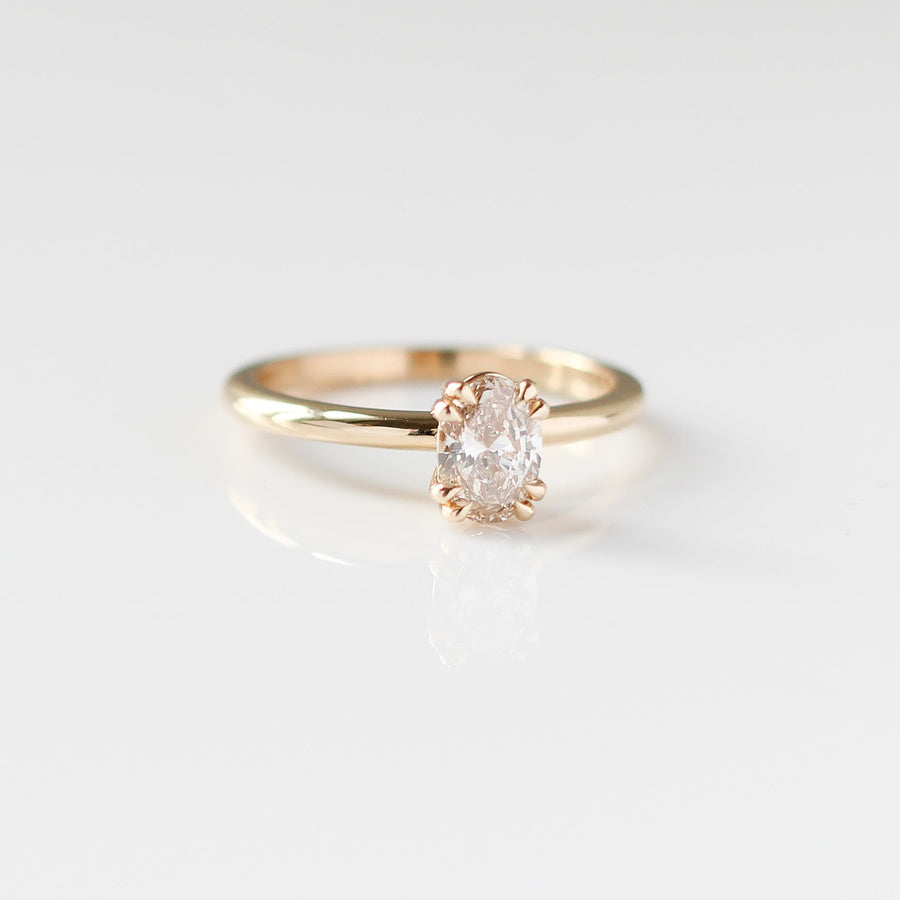 Yellow gold solitaire diamond ring front view