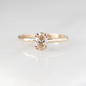 Yellow gold solitaire diamond ring front view