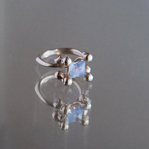 3.11ct Rectangle Brilliant Sapphire <br><b> Claire Zurkowski x Misfit x Everywhere Taos </b>| Sapphire & Diamond Ring
