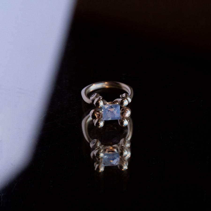 3.11ct Rectangle Brilliant Sapphire <br><b> Claire Zurkowski x Misfit x Everywhere Taos </b>| Sapphire & Diamond Ring