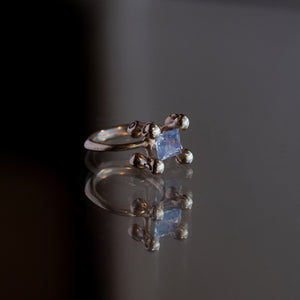 3.11ct Rectangle Brilliant Sapphire <br><b> Claire Zurkowski x Misfit x Everywhere Taos </b>| Sapphire & Diamond Ring