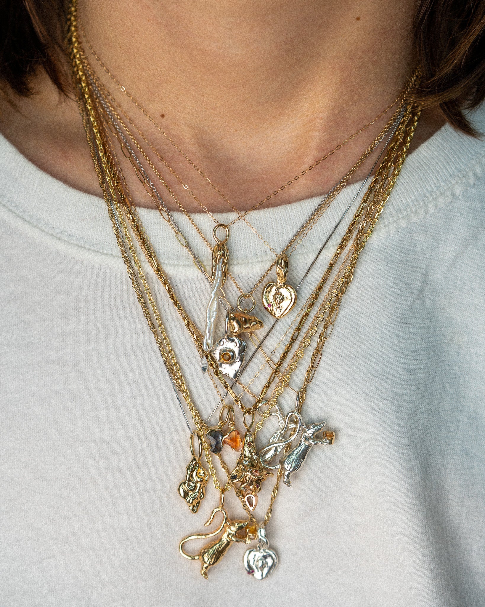 DMJ Charm Collection modeled on chains