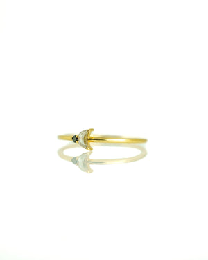 Luna Arktos Ring with salt & pepper diamond crescent moon and black diamond