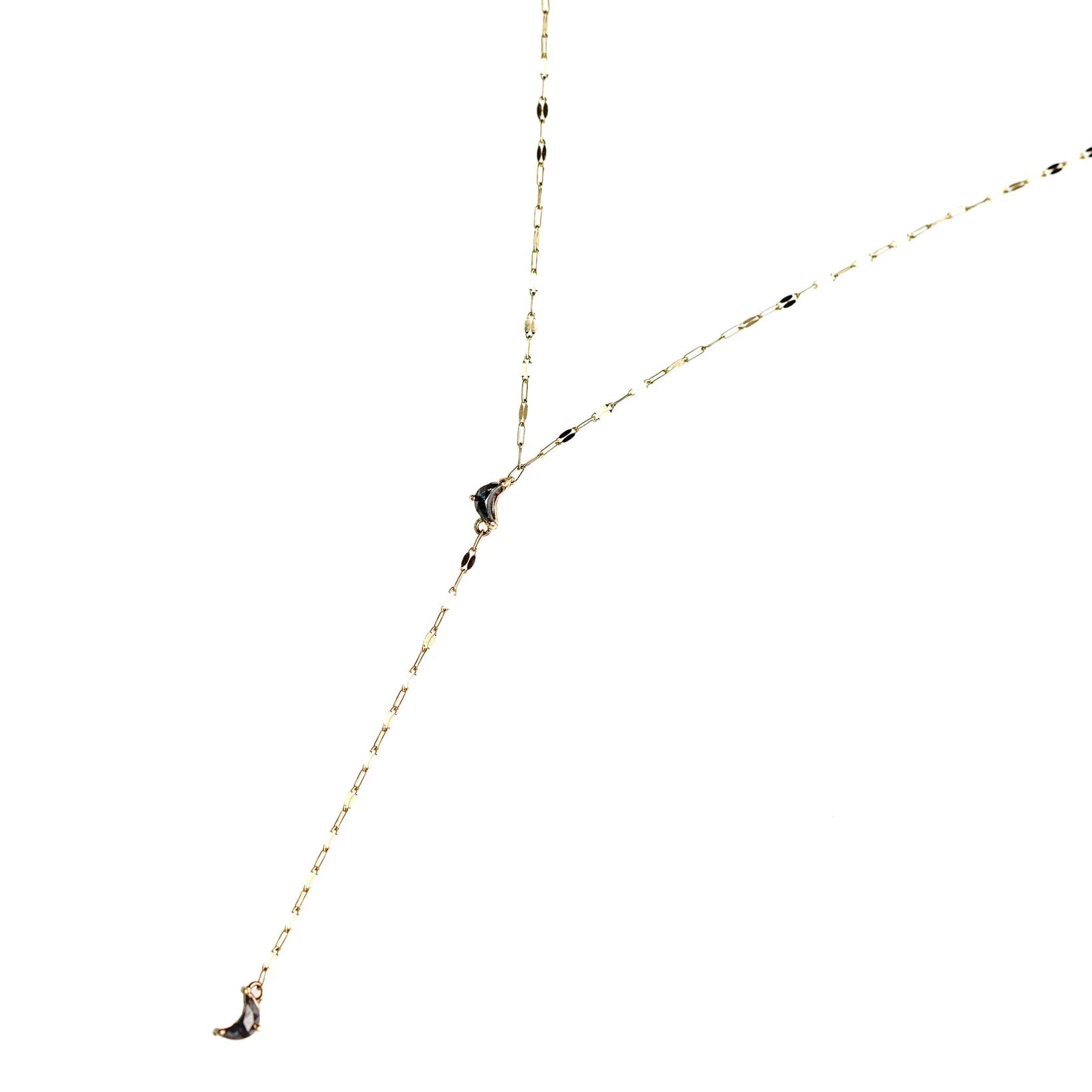 5mm Crescent Moon Rosecut <br><b> Dallas Maynard Jewelry </b>| Luna Lariat Necklace