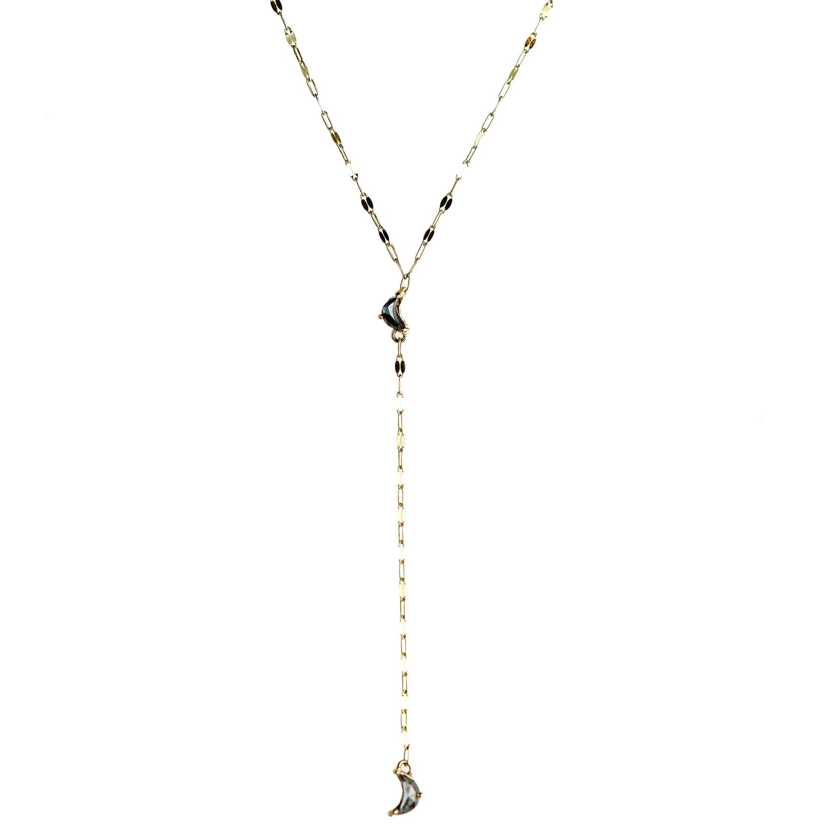 5mm Crescent Moon Rosecut <br><b> Dallas Maynard Jewelry </b>| Luna Lariat Necklace