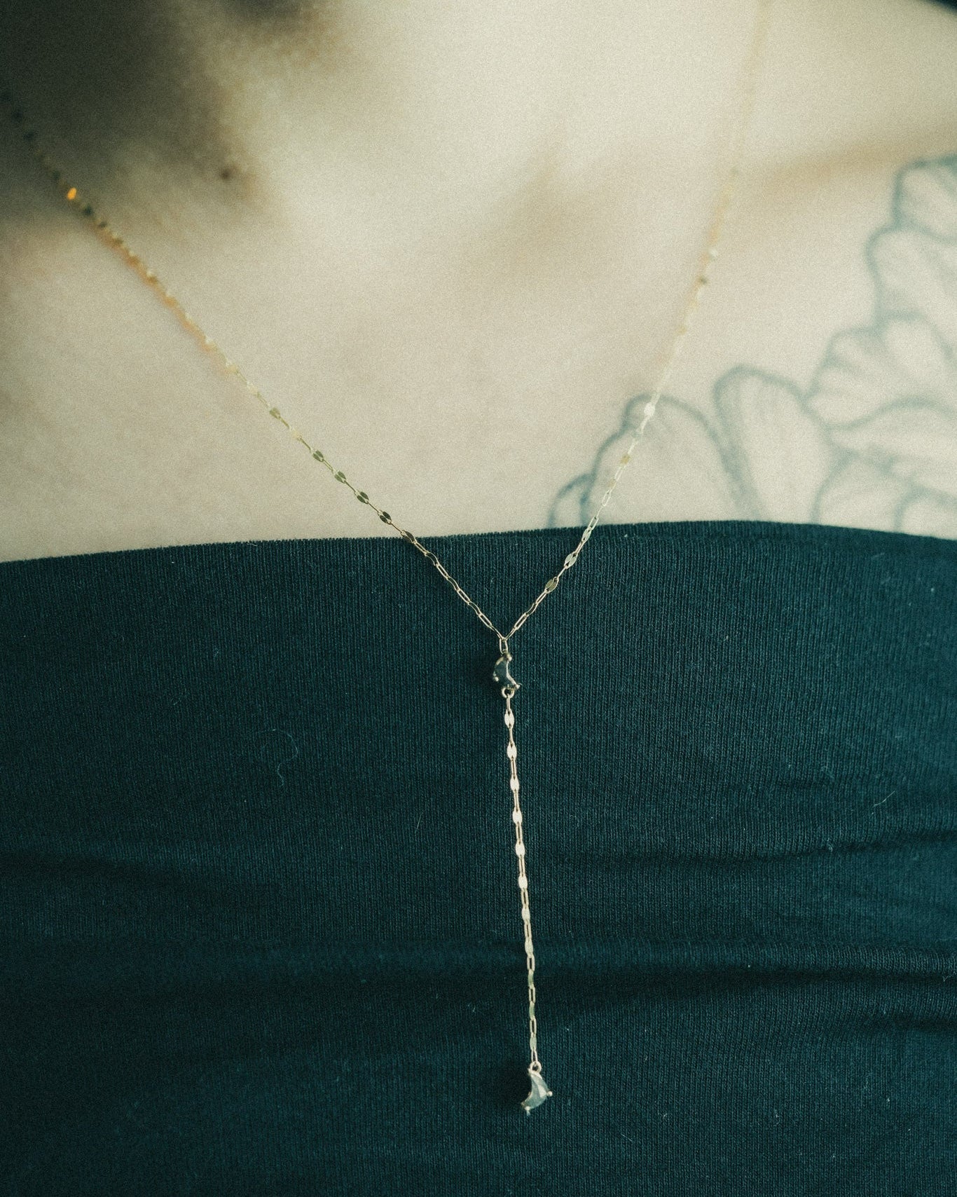 5mm Crescent Moon Rosecut <br><b> Dallas Maynard Jewelry </b>| Luna Lariat Necklace