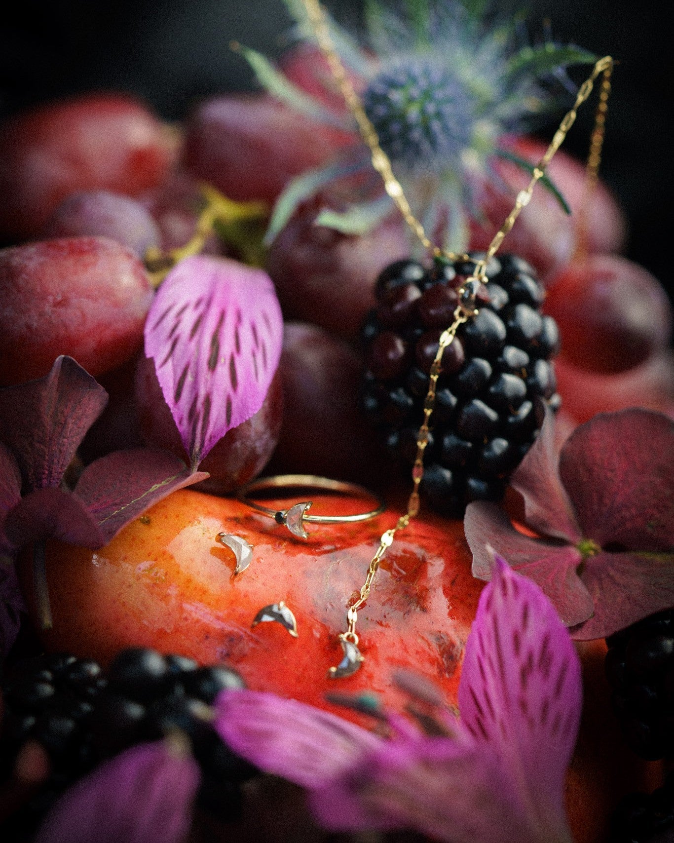 Luna Arktos Ring, Luna Stud Earring & Luna Lariat Necklace pictured together.