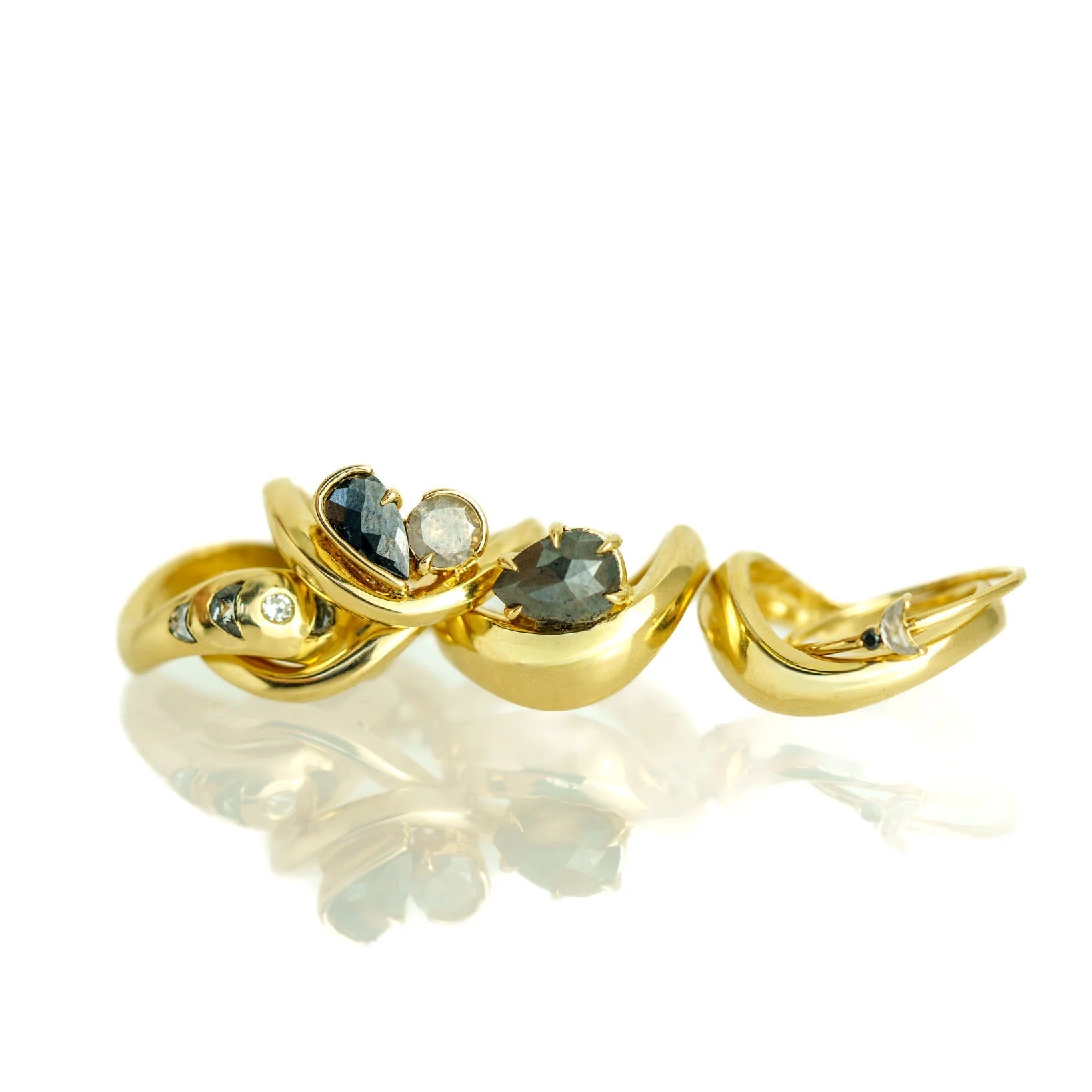 3mm Crescent Moon Rosecuts<br><b>Dallas Maynard Jewelry </b>| Veniszka Band