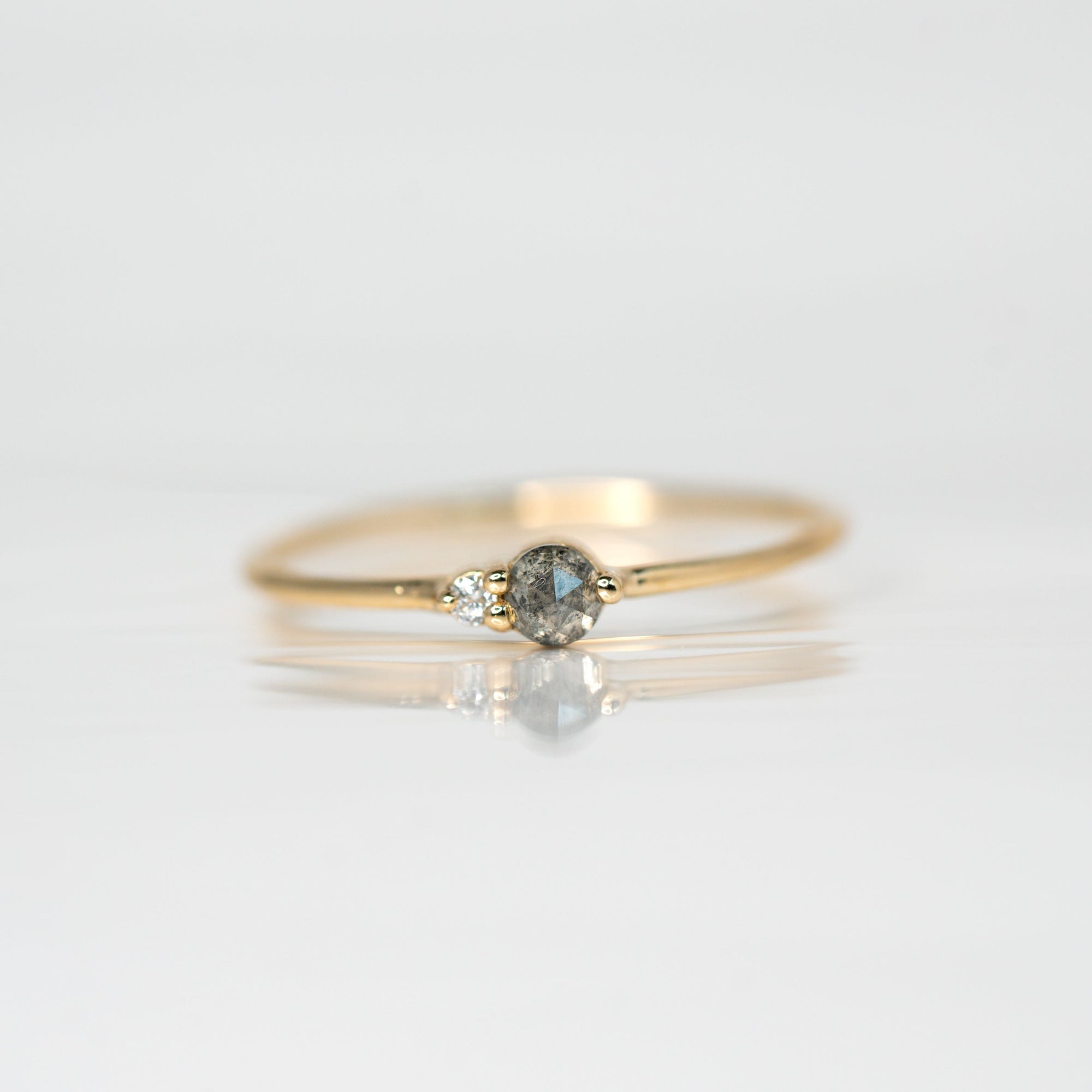 Salt & Pepper Diamond Arktos Ring set in 14k yellow gold