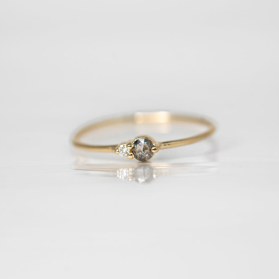 Salt & Pepper Diamond Arktos Ring set in 14k yellow gold