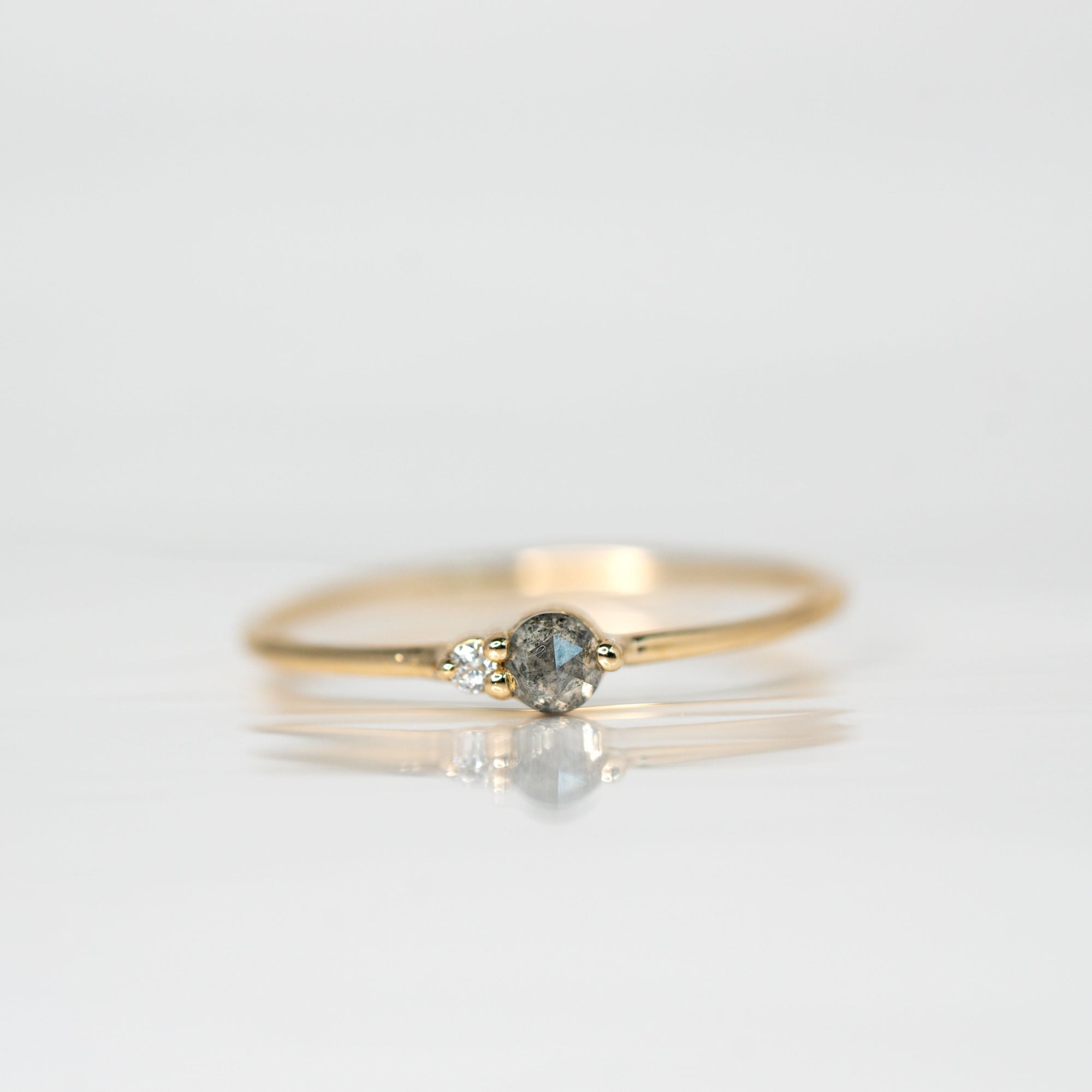 Salt & Pepper Diamond Arktos Ring set in 14k yellow gold