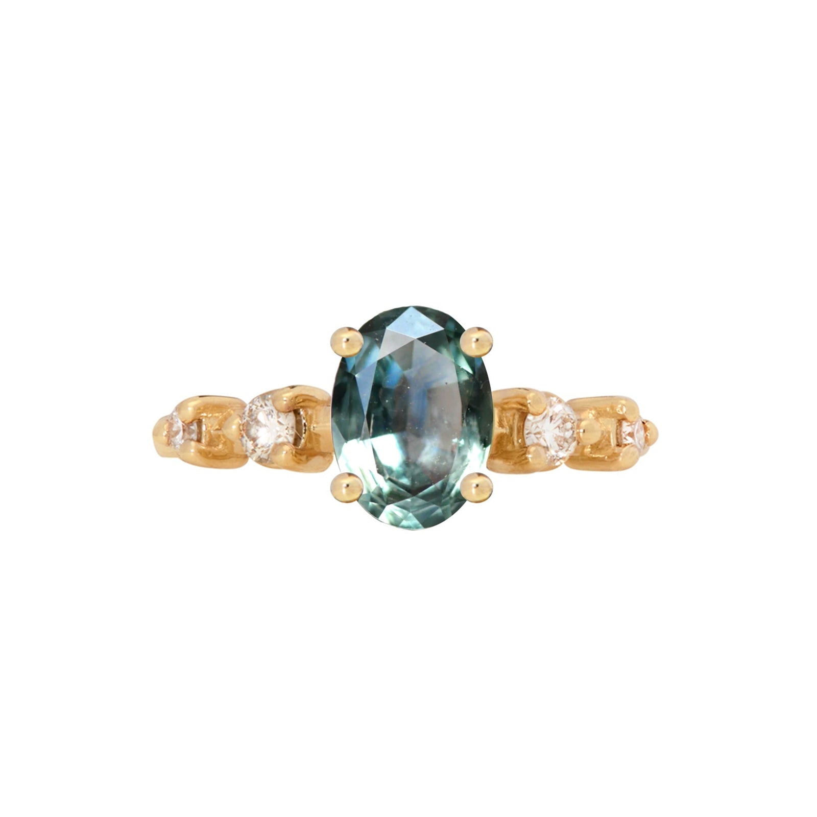 1.05ct Oval Brilliant Sapphire<br><b> Emily Warden Designs </b>| Teal Sapphire Distance Ring