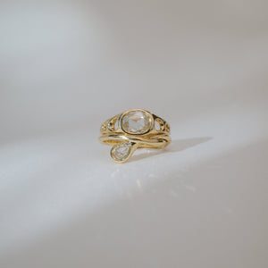 0.08ct Pear Rosecut 🇨🇦<br> <b>We Are Arrow </b>| Diamond Entwined Drop Ring