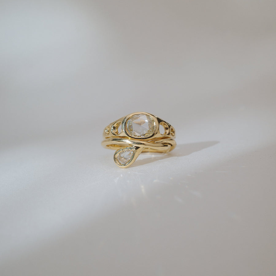 0.08ct Pear Rosecut 🇨🇦<br> <b>We Are Arrow </b>| Diamond Entwined Drop Ring