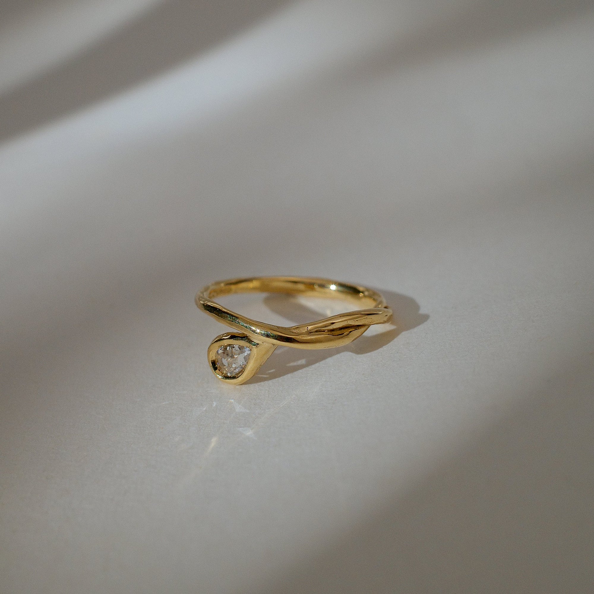 0.08ct Pear Rosecut 🇨🇦<br> <b>We Are Arrow </b>| Diamond Entwined Drop Ring