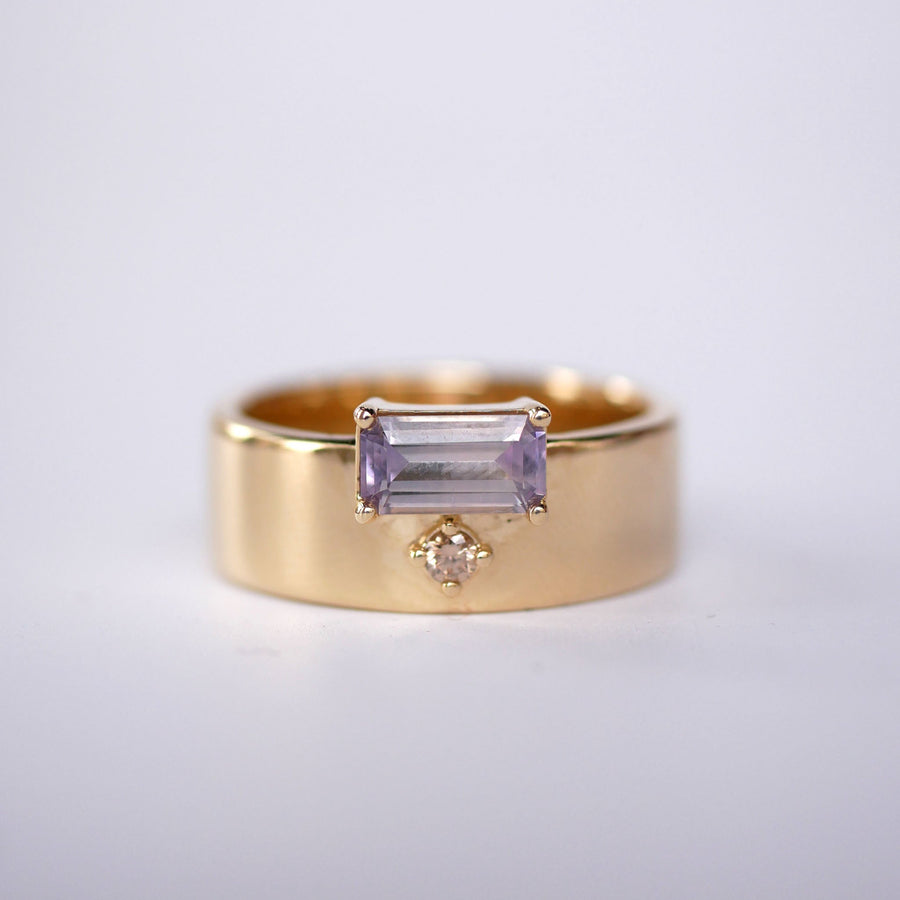 0.78ct Cut Corner Rectangle Step Cut Sapphire <br><b>Emily Warden Designs </b>| Lavender Sapphire Cigar Band