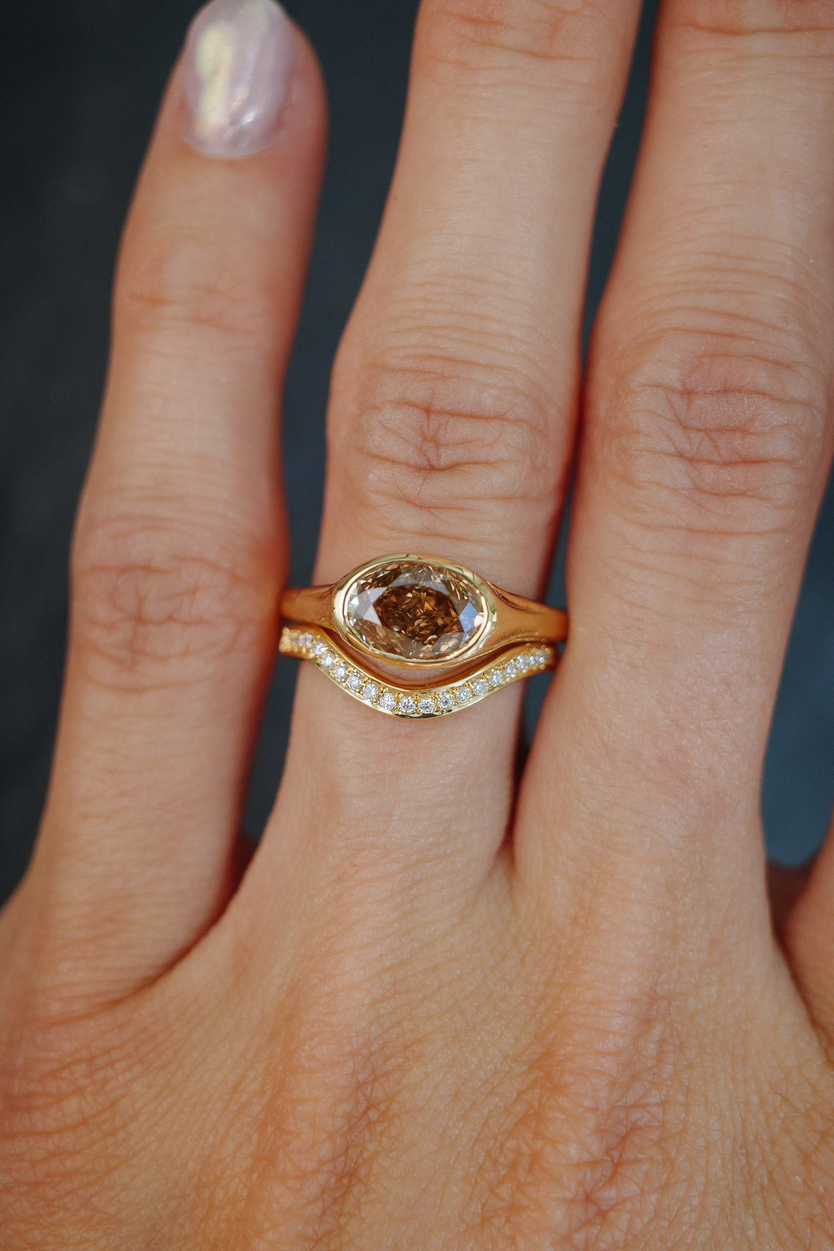 1.34ct Champagne Oval Brilliant <br><b>We Are Arrow</b> | Champagne Diamond Signet