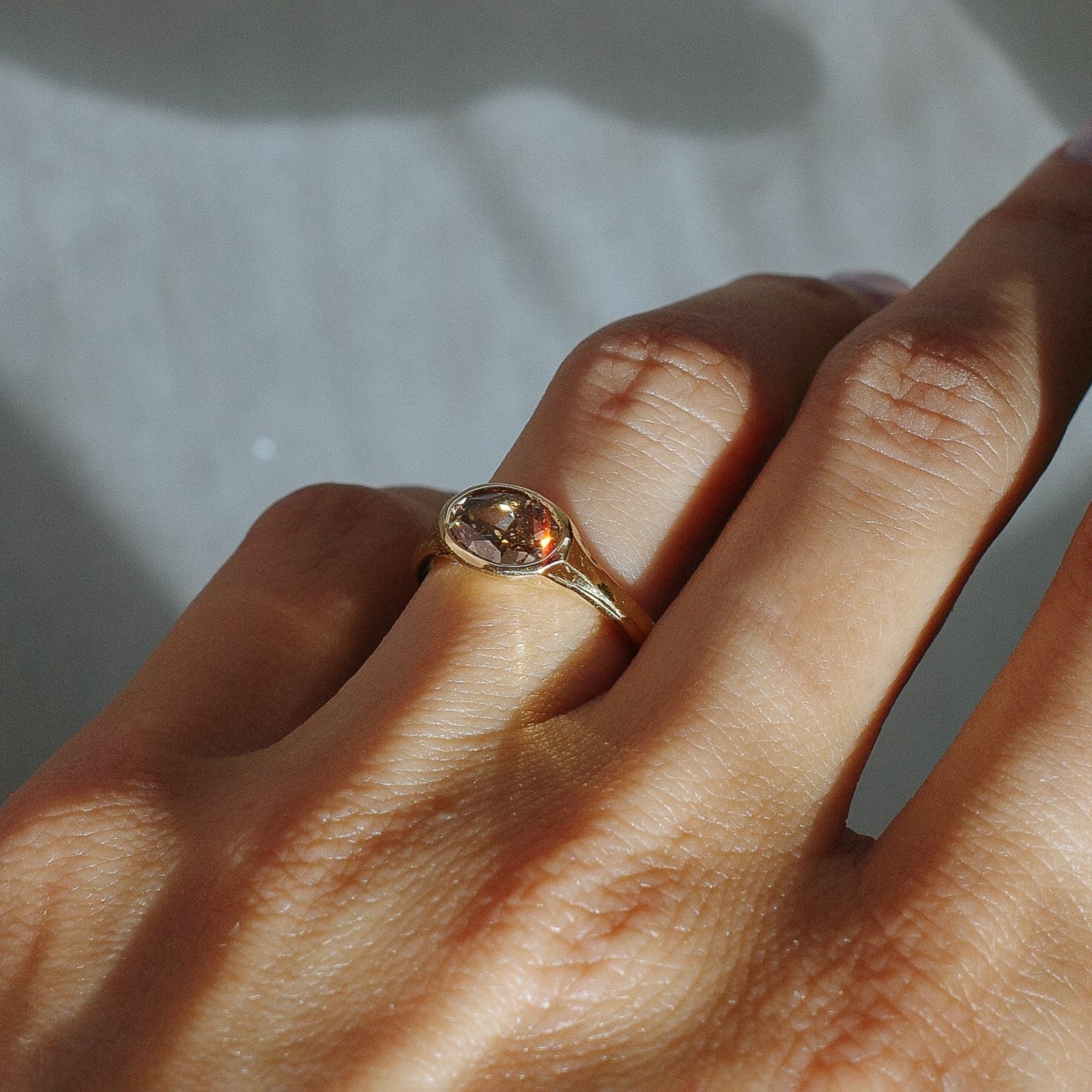 1.34ct Champagne Oval Brilliant <br><b>We Are Arrow</b> | Champagne Diamond Signet