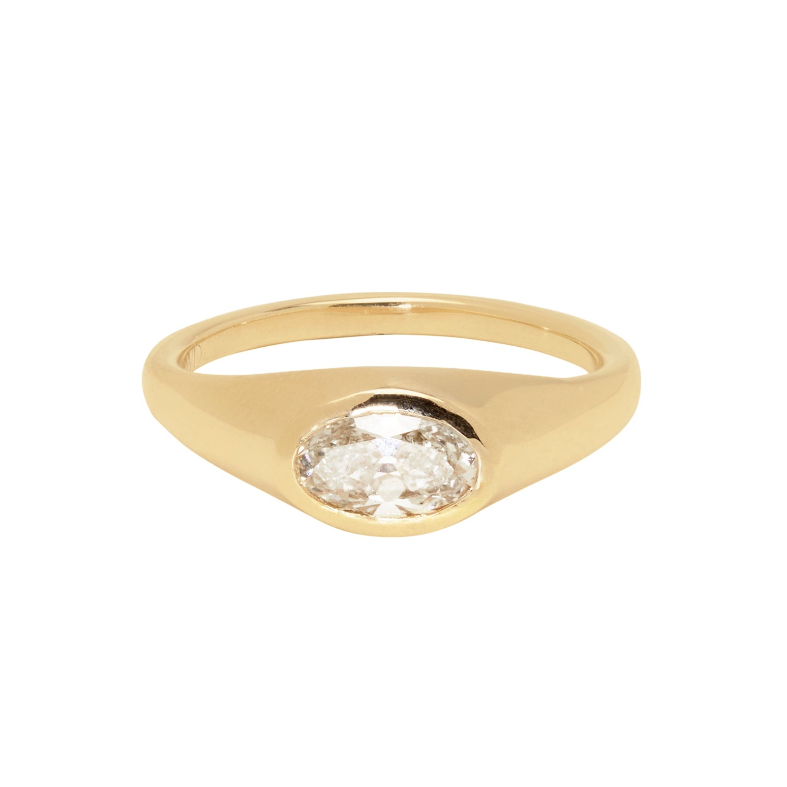 1.09ct Modern Antique Oval Brilliant <br><b>Emily Warden Designs</b> | East West Diamond Signet Ring