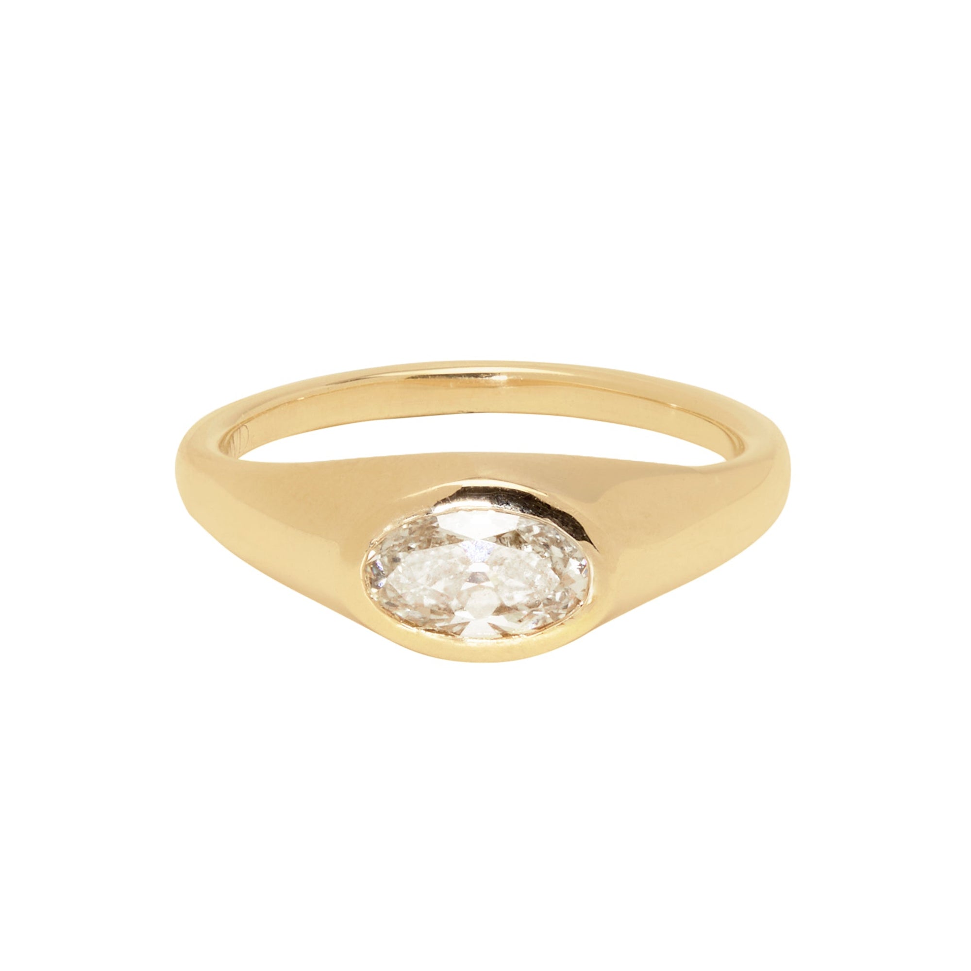 1.09ct Modern Antique Oval Brilliant <br><b>Emily Warden Designs</b> | East West Diamond Signet Ring
