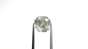 5.51ct 9.76x9.75x6.75mm GIA I1 Fancy Light Grey Green Yellow Antique Cut Corner Square Step Cut 28026-01