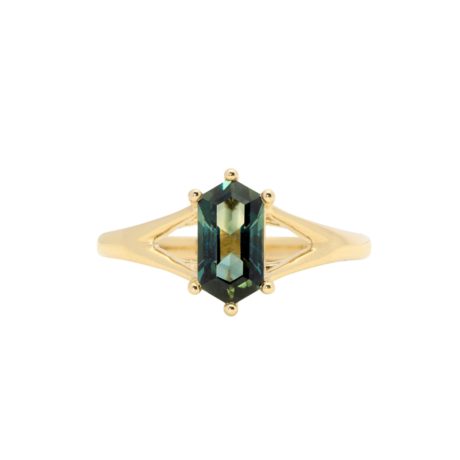 1.09ct Hexagon Step Cut Sapphire <br><b> Emily Warden Designs </b>| Split Shank Ring
