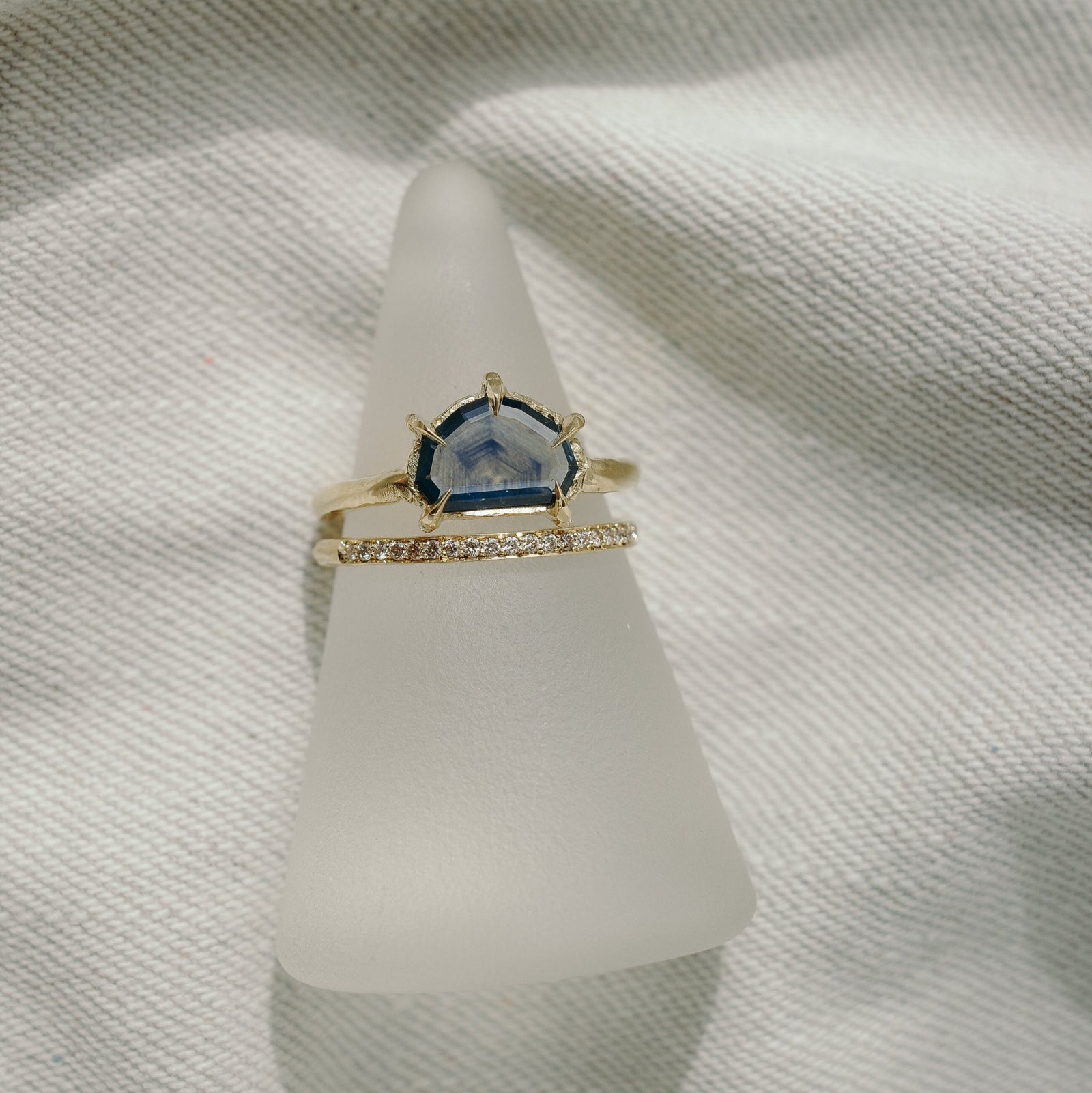 1.06ct Geometric Portrait Cut Sapphire <br><b> We Are Arrow </b>| Blue Nonagon Sapphire Ring