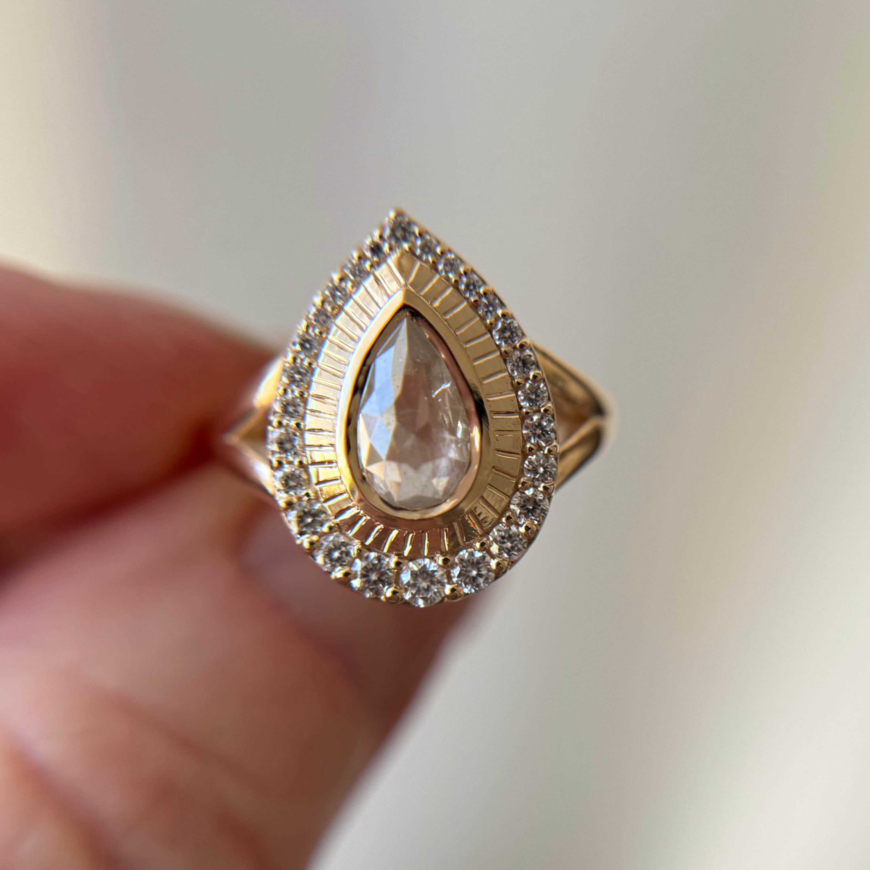 0.93ct Pear Rosecut <br><b> Jilian Maddin</b> | Adelaide Halo Ring