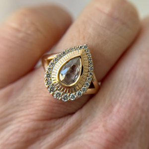 0.93ct Pear Rosecut <br><b> Jilian Maddin</b> | Adelaide Halo Ring